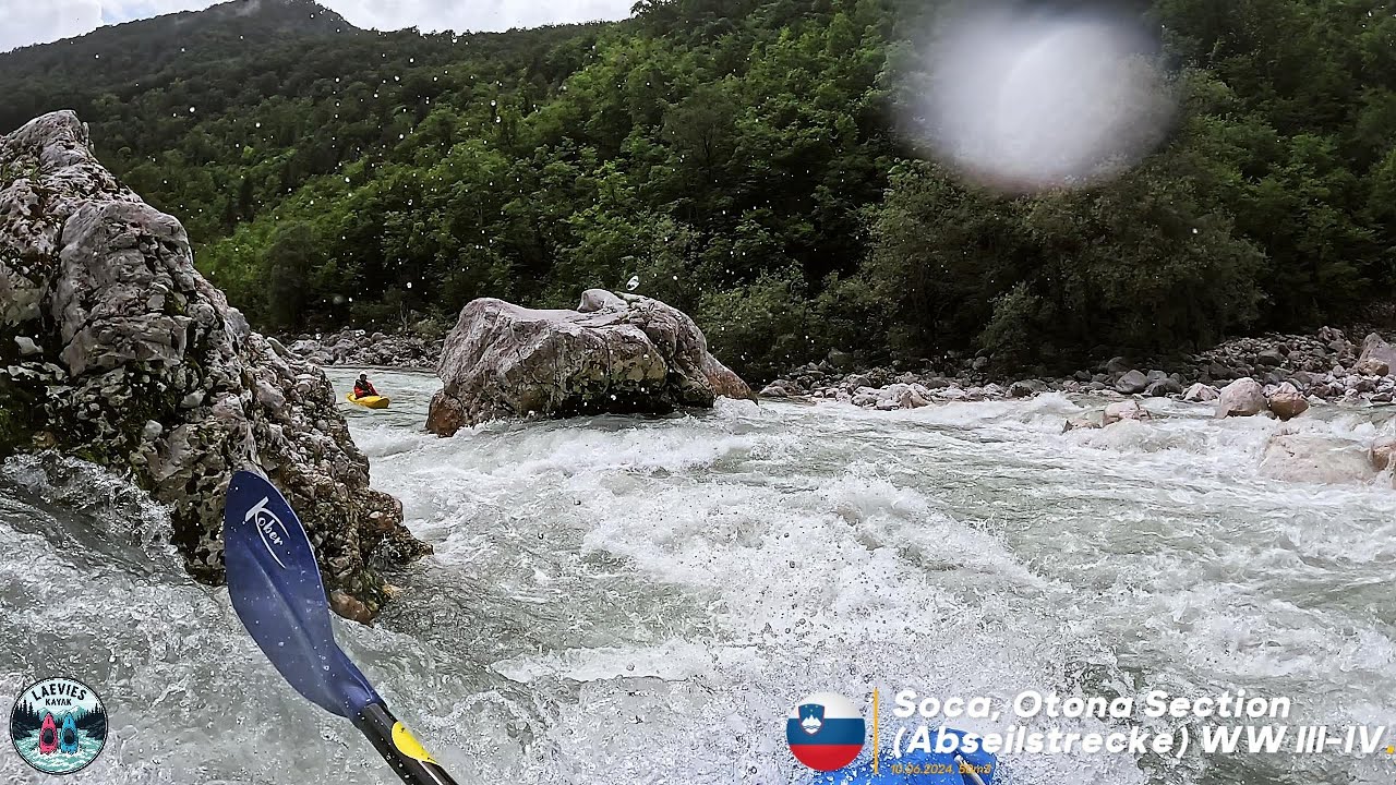 Kayak | Soča – Otona Section (Abseilstrecke) | 10.06.2024 | 50 m³/s | Kraftvoller Run im Soča-Tal