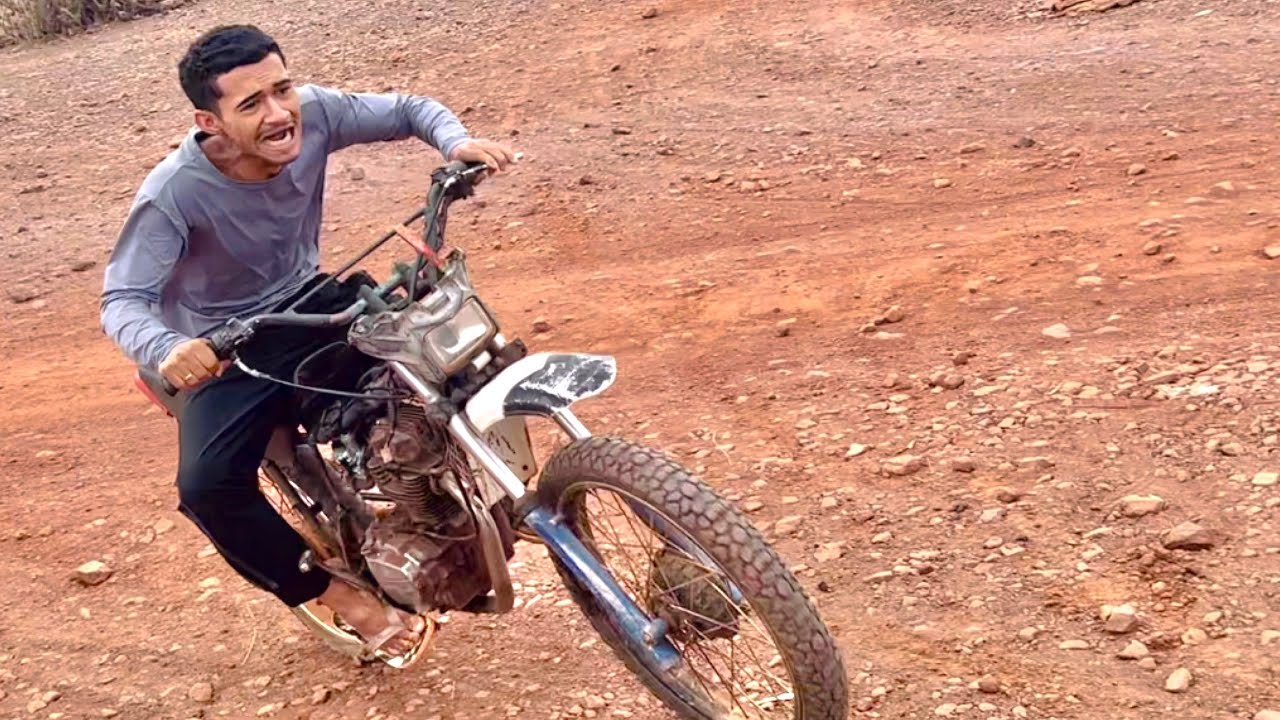 MOTO DE TRILHA FALTA FREl0 E BRUTINHO S0FRE AClDENTE