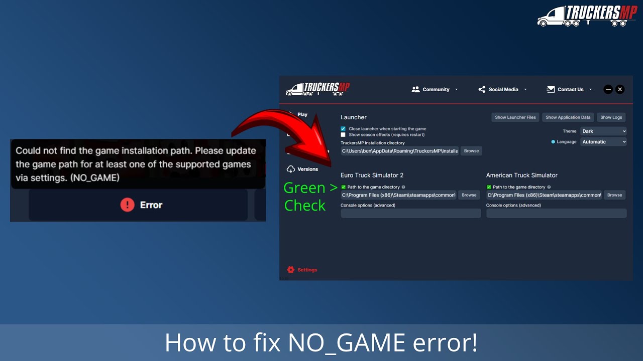 How to fix the NO_GAME error on TruckersMP.