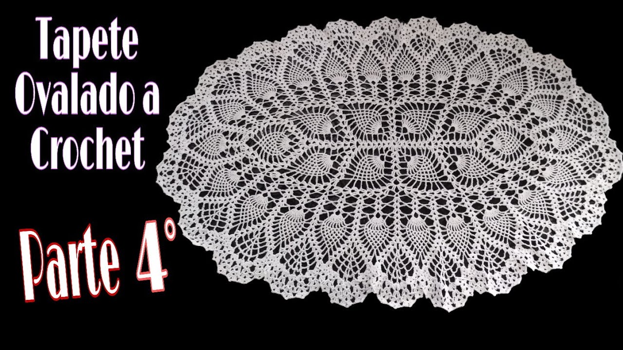 Tapete Ovalado PIÑAS a Crochet. Parte 4° (1 metro Largo; 60 Centímetros Ancho)