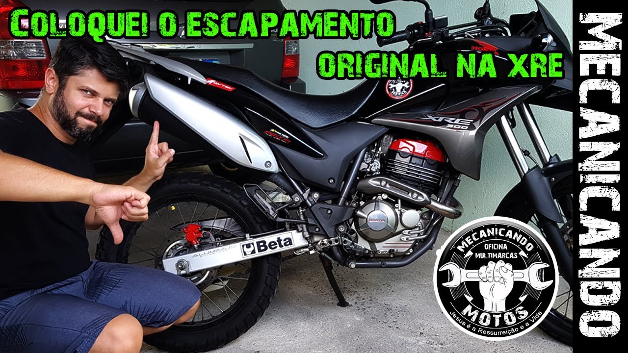 TIVE QUE COLOCAR O ESCAPAMENTO ORIGINAL NA XRE 😭 COMO TROCAR - MECANICANDO