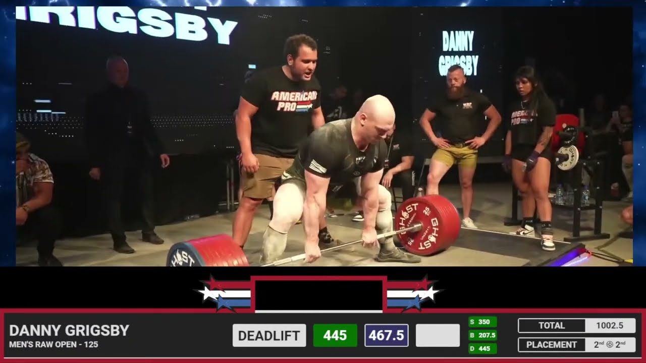 Danny Grigsby Jr. • 2nd place 1,045kg Total (Raw) • 125kg Class • The American Pro 2022