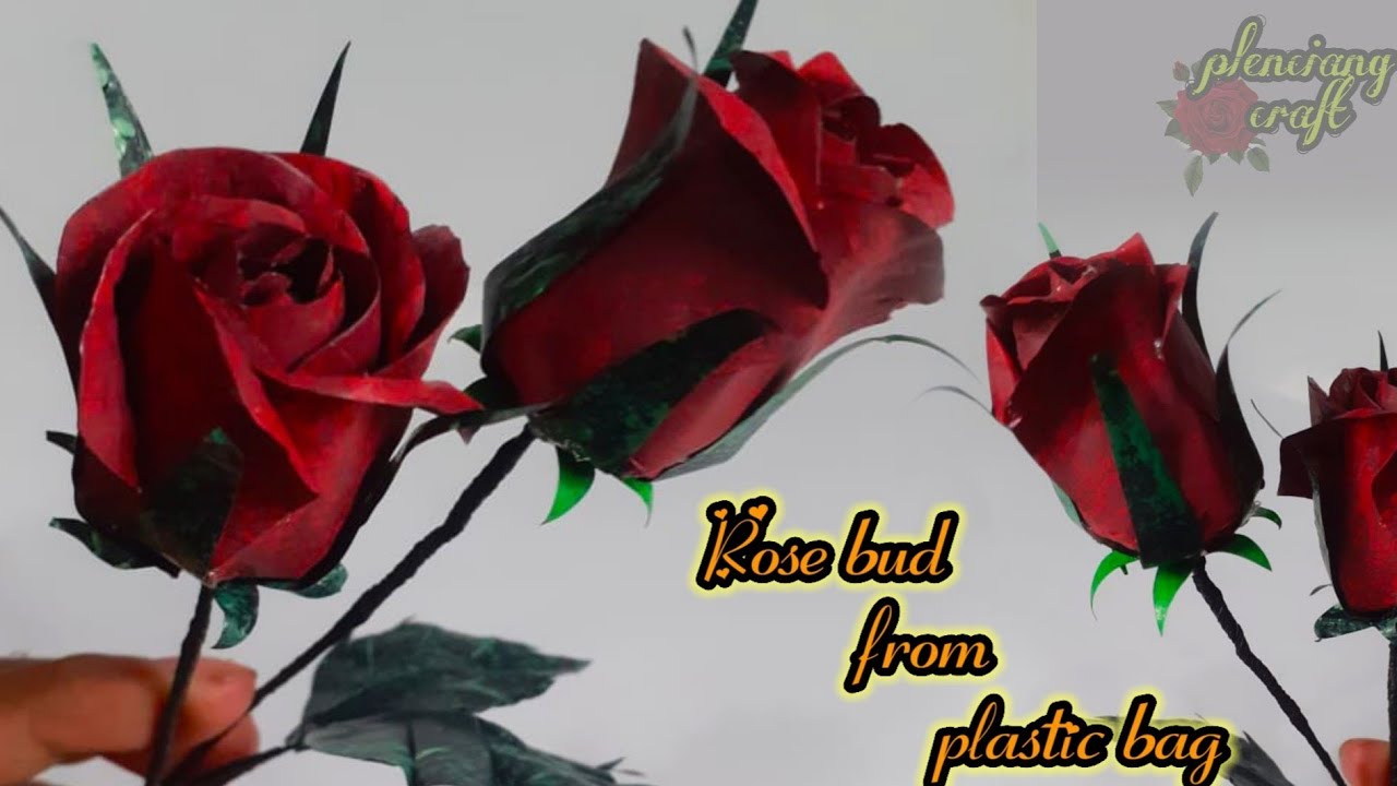 DIY rose bud flower from plastic bag ||kuncup bunga mawar kresek