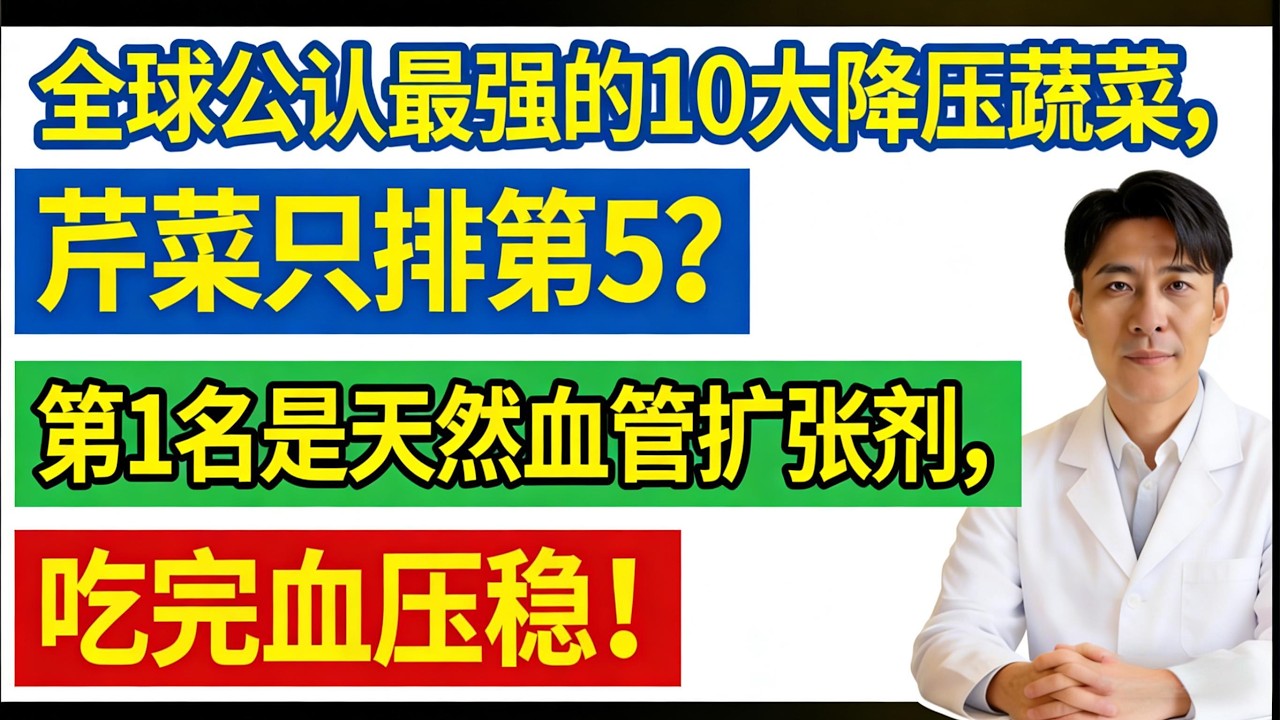 全球公認最強的10大降壓蔬菜，芹菜只排第5？第1名是天然血管擴張劑，吃完血壓穩！
