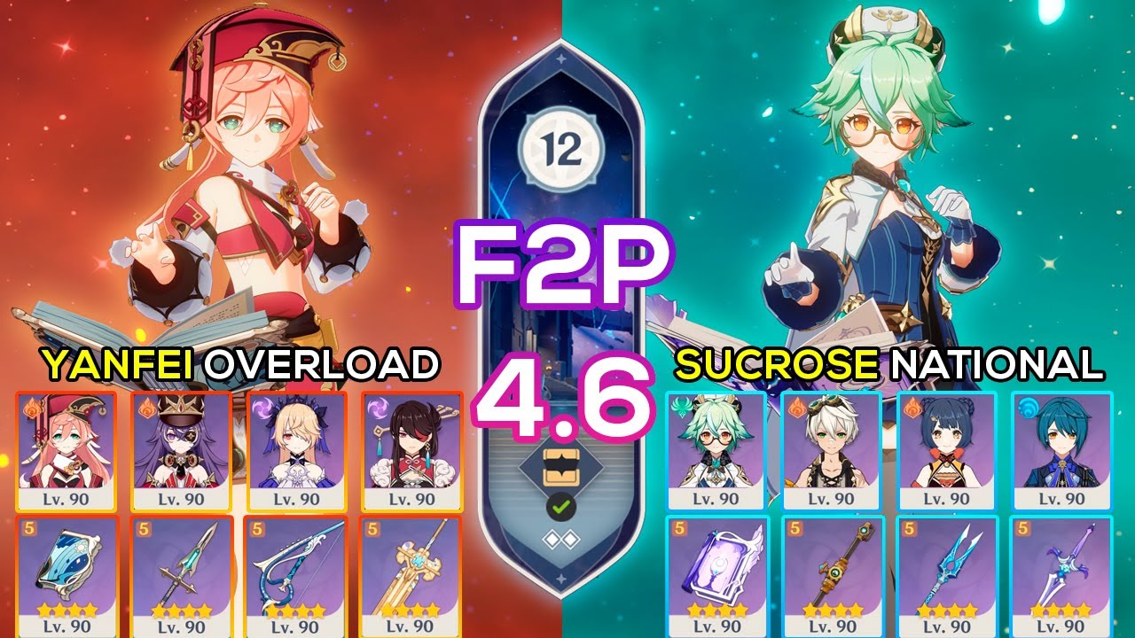 [F2P] Yanfei Overload & Sucrose National | Spiral Abyss 4.6 | Genshin Impact