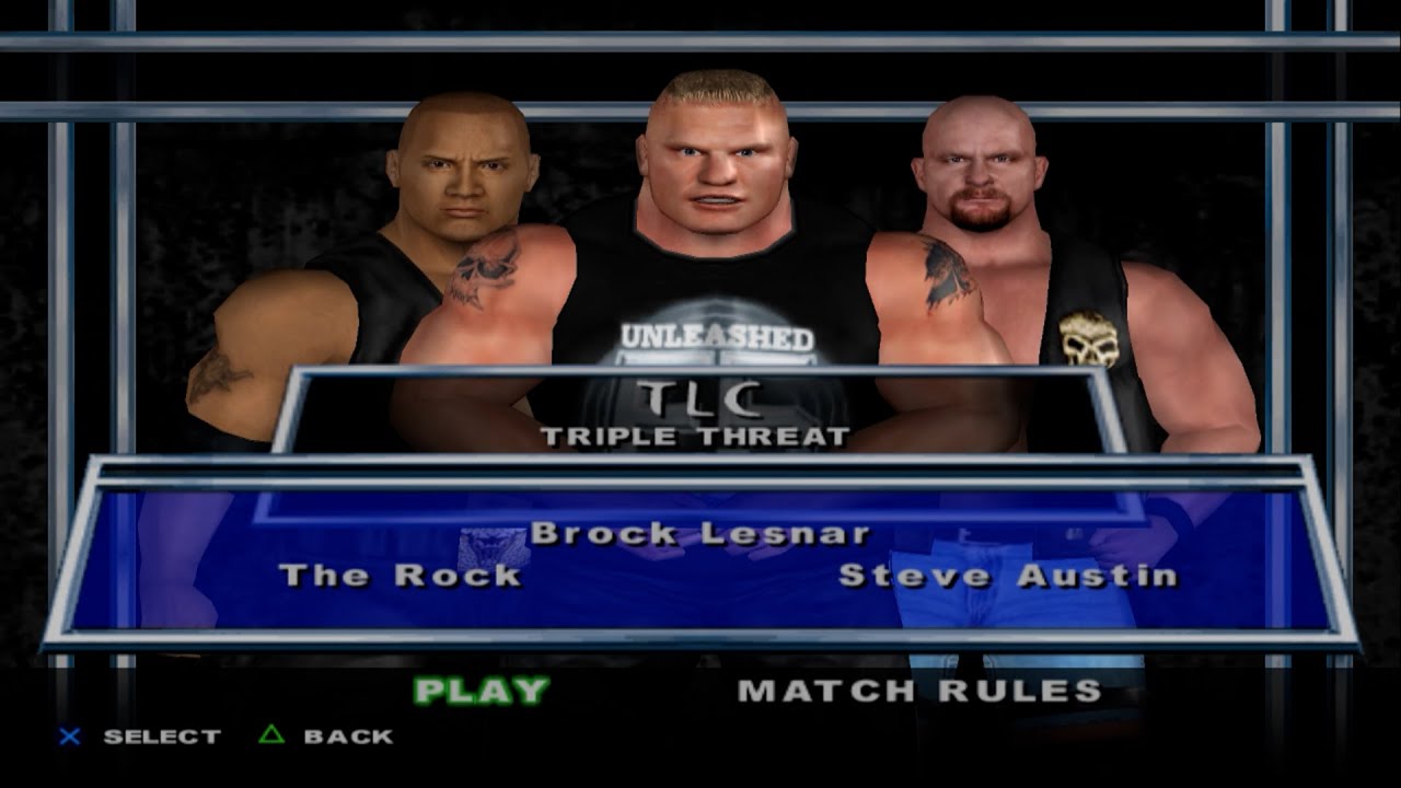 WWE SmackDown! Here Comes the Pain - Brock Lesnar VS The Rock VS Steve Austin (TLC)