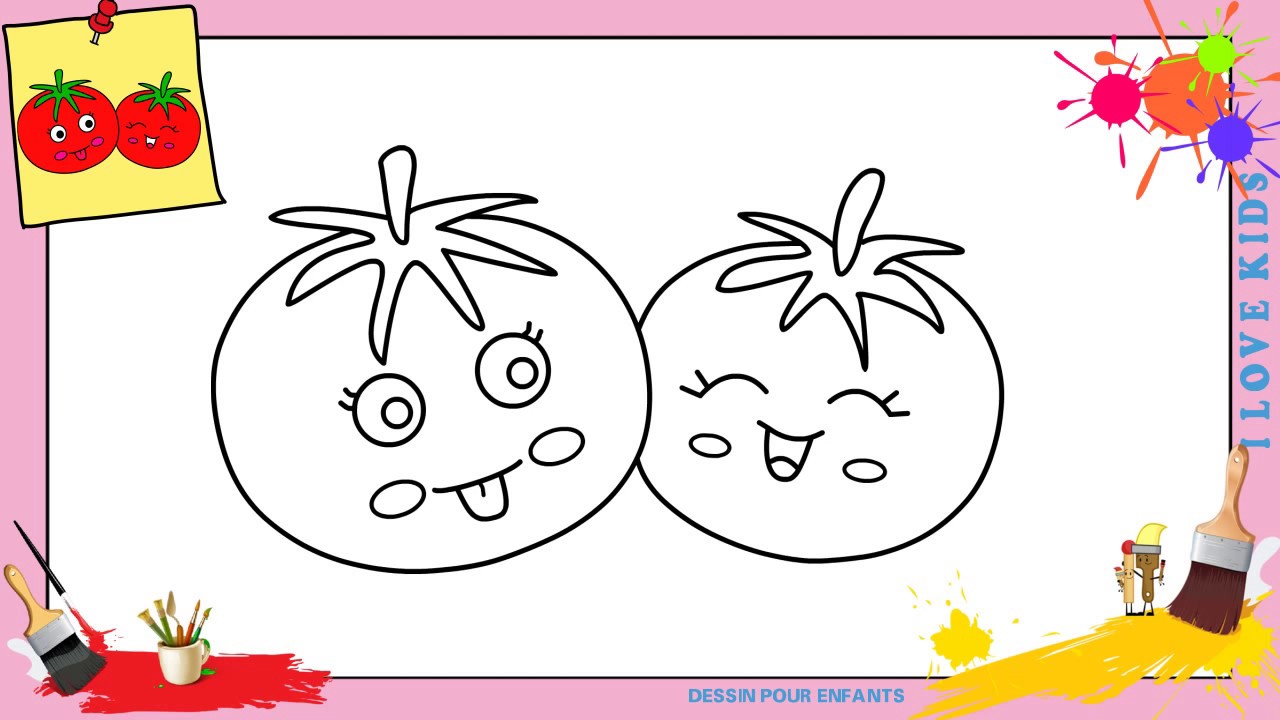 Comment dessiner une tomate KAWAII 3 FACILEMENT - Dessin KAWAII et FACILE