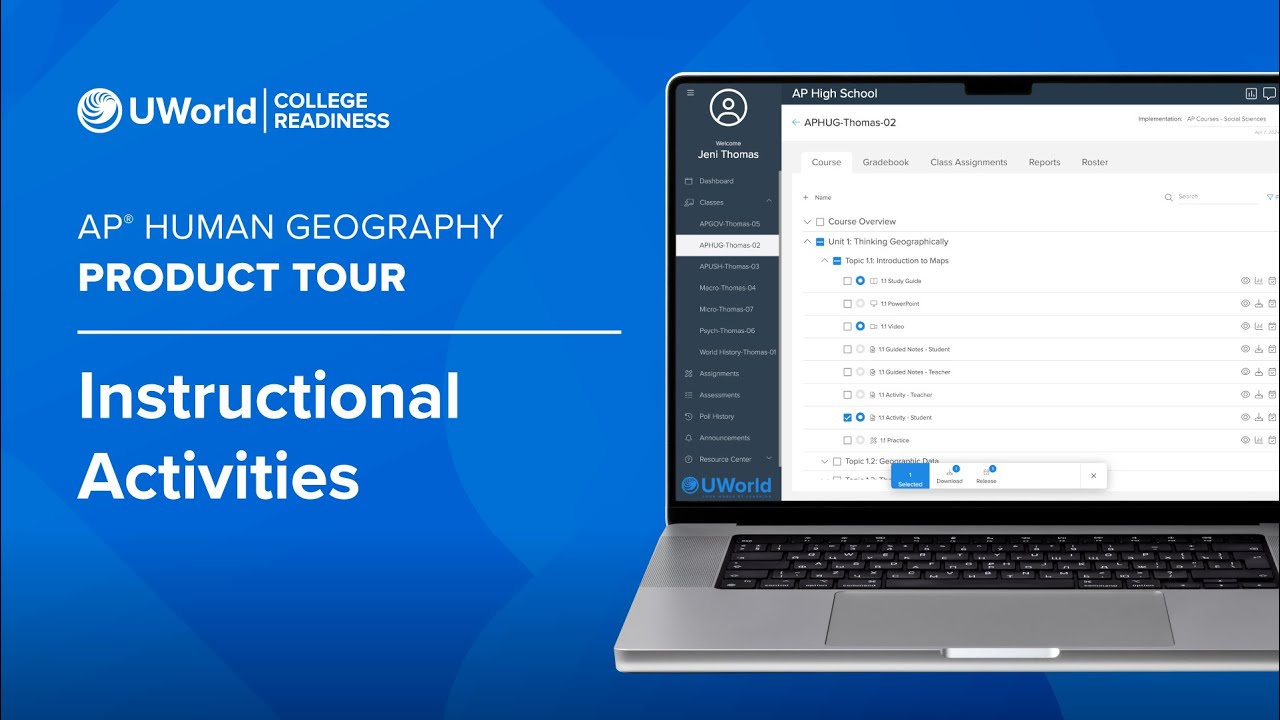 UWorld’s Course for AP® Human Geography Product Tour: Instructional Activities