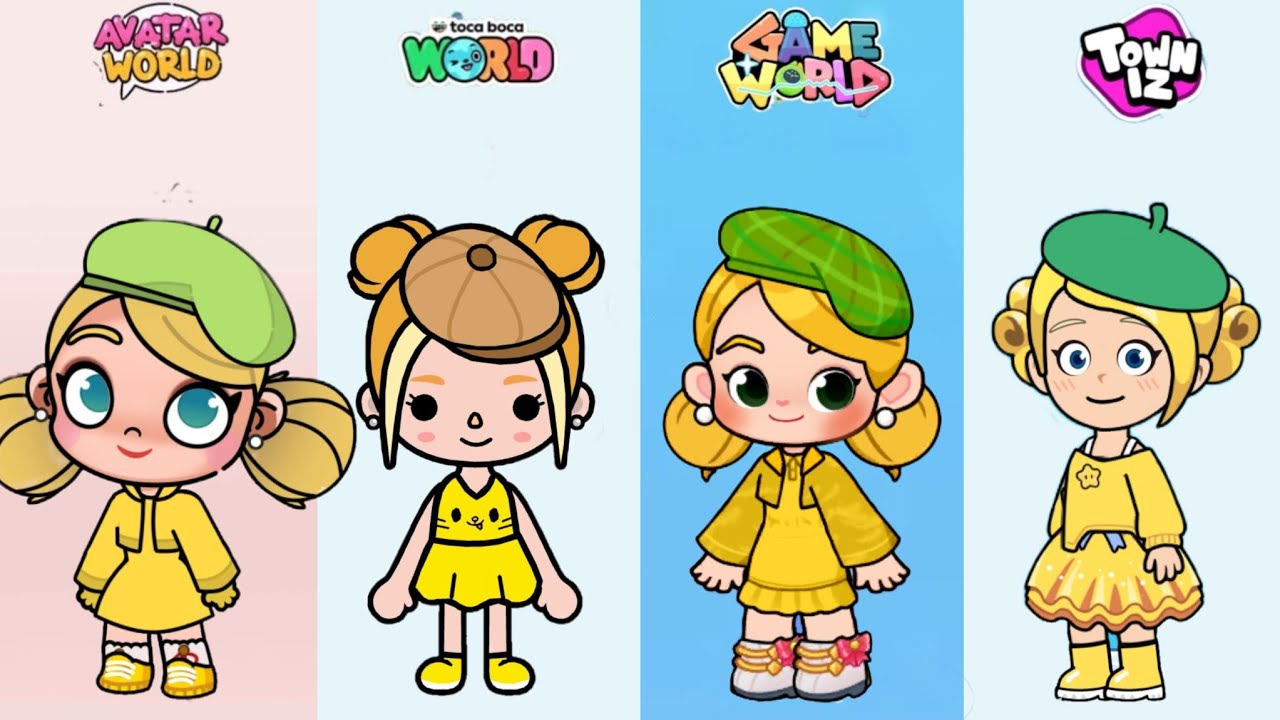 💛Yellow gold rainbow bubblegum Look In 4 Gameplay #pazu #avatarworld #tocaboca #gameworld