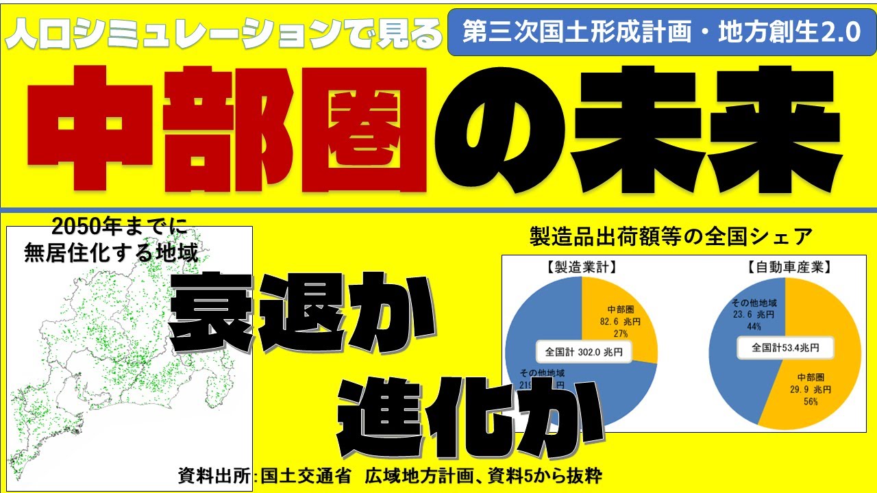 51回【最後のチャンスか地方創生・国土形成計画】「中部圏」の未来人口をシミュレーションで読み解く　～衰退か進化か二者択一のブロック～