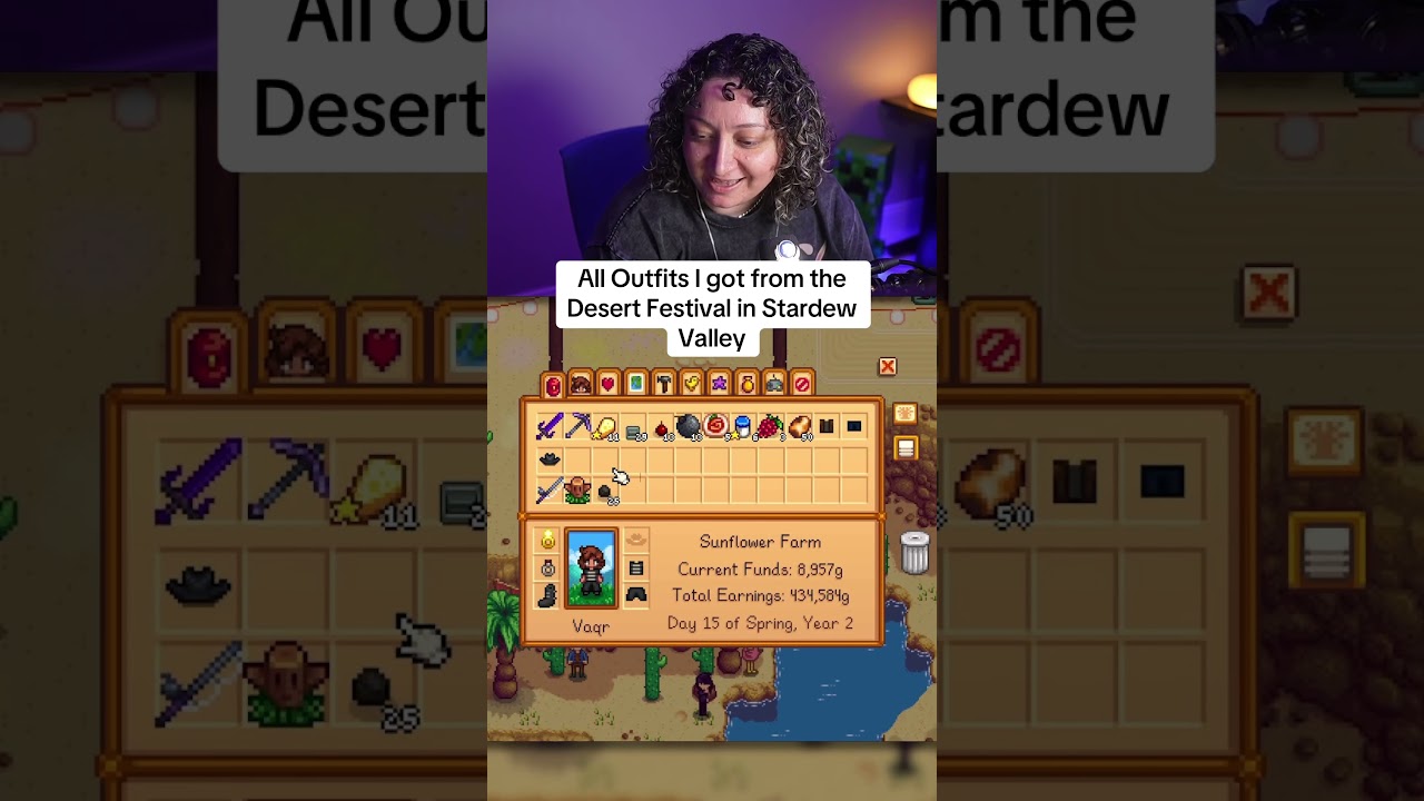 All Outfits I Got from the Desert Festival in Stardew Valley 