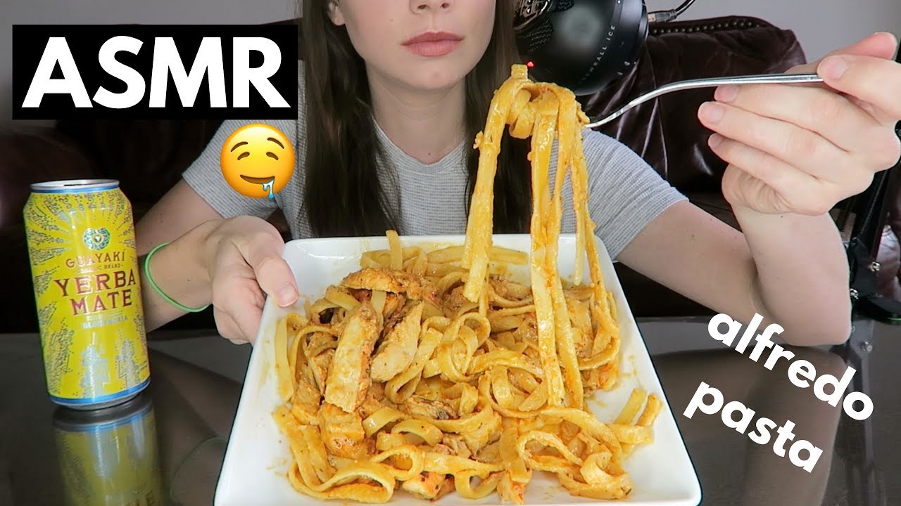 ASMR CREAMY Cajun Fettuccine Alfredo Pasta Mukbang *No Talking Eating Sounds*