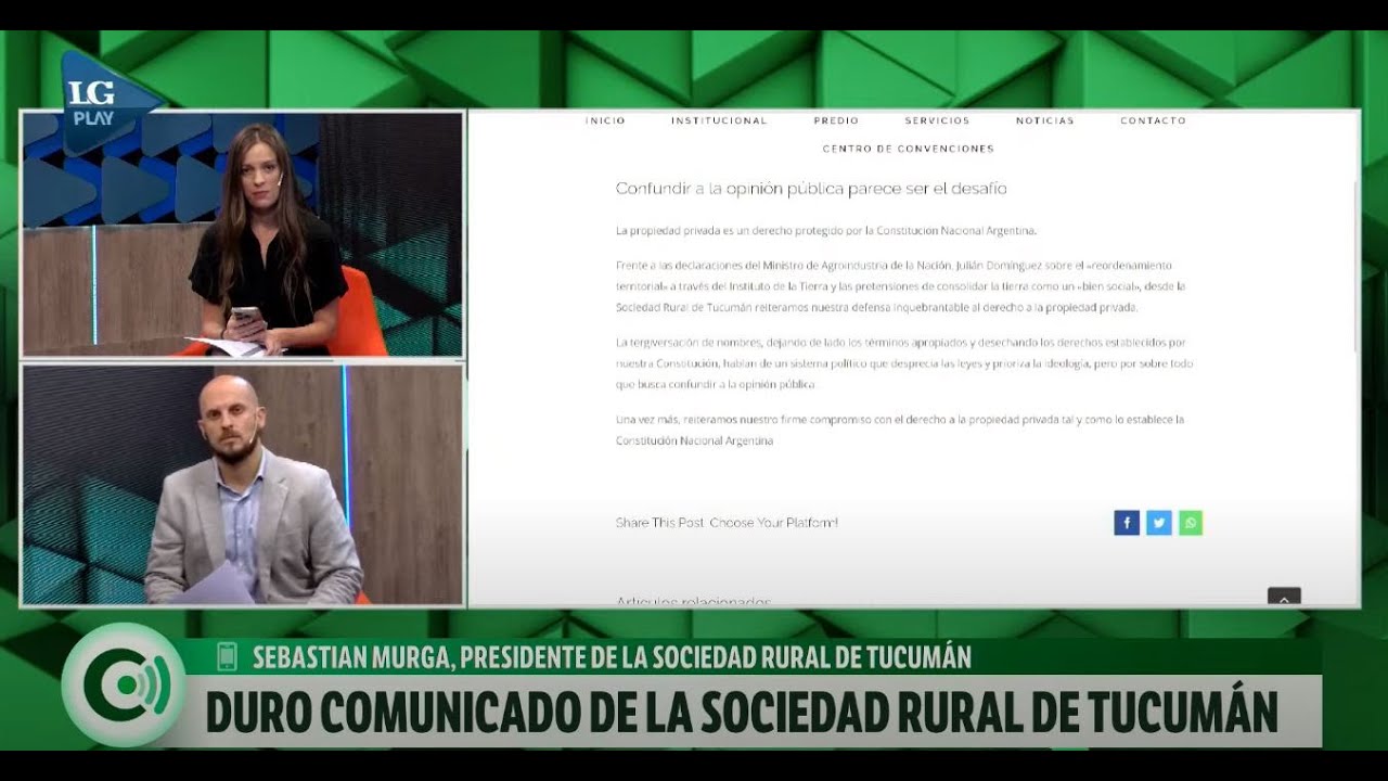 Duro comunicado de la Sociedad Rural de Tucumán en contra del Gobierno por la propiedad privada