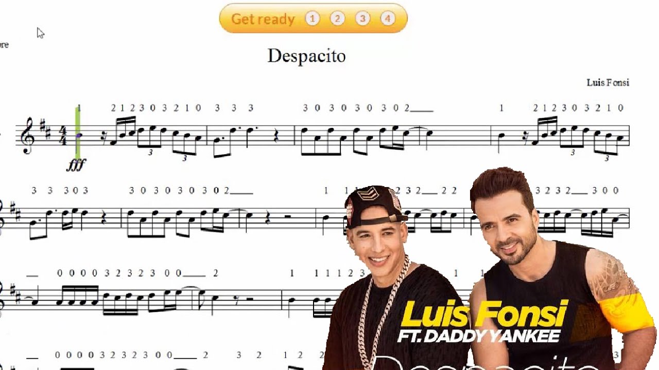 Despacito- Luis Fonsi ft Daddy Yankee, Partitura Violín-Guitarra.