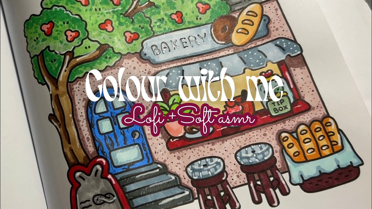 Soft ASMR Coloring a Cozy Bakery Page 🧁 | Lofi Vibes I + soft asmr