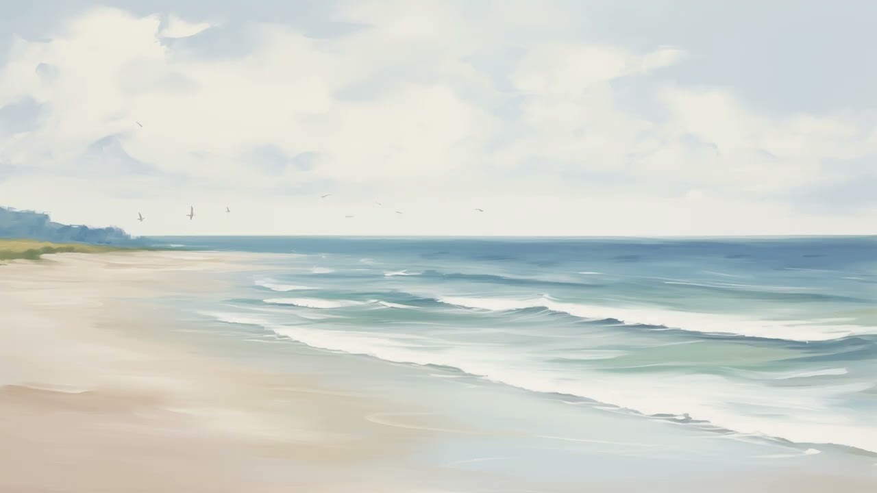 Vintage Summer Beach Painting Screensaver Frame TV ART | No Music 2 Hrs