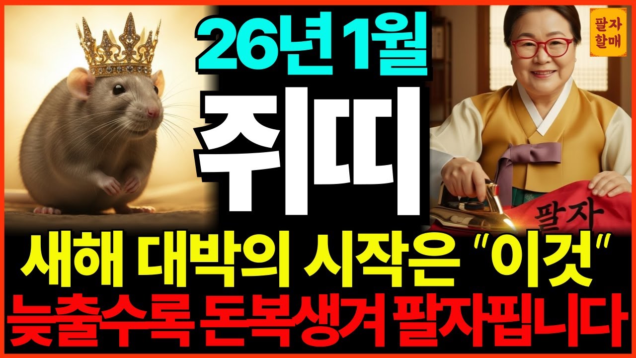 🌟2026년 1월 쥐띠 나이별 총운세🌟새해에 대박나려면 "이렇게" 시작하세요, 돈복 생겨서 팔자핍니다!💸| 48년생·60년생·72년생·84년생·96년생ㅣ금전운ㅣ건강운ㅣ연애운ㅣ
