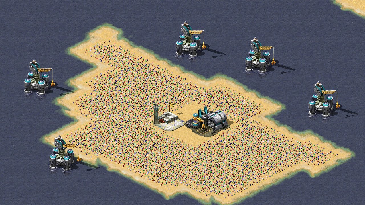 Yuri's Revenge Red Alert 2 Big 1 vs 7 Defence on Hills Strong Country