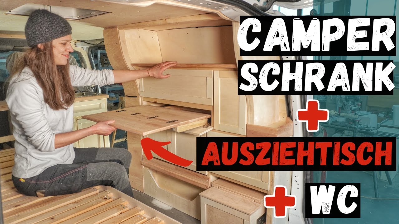 Seitenschrank im Mini Camper Ausbau mit WC und Ausziehtisch | Selbstausbau | Vito Camper