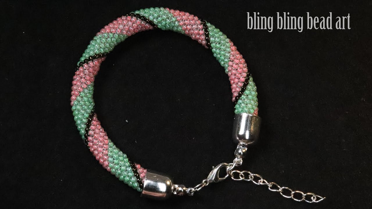 آموزش مدل شیک و زیبا فقط با منجوق  برای دستبند وگردنبند Beaded bracelet with seedbeads DIY tutorial