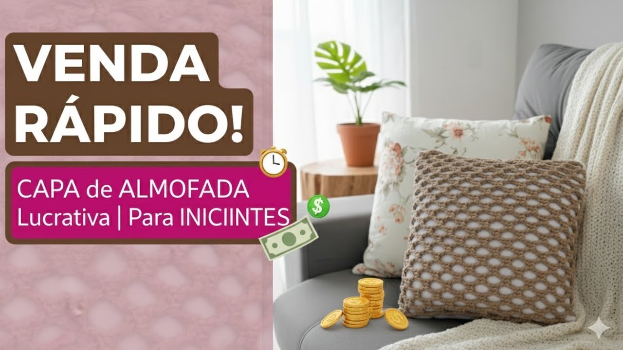 Como Fazer Croch&ecirc; | Capa de Almofada com FIO DE MALHA para INICIANTES