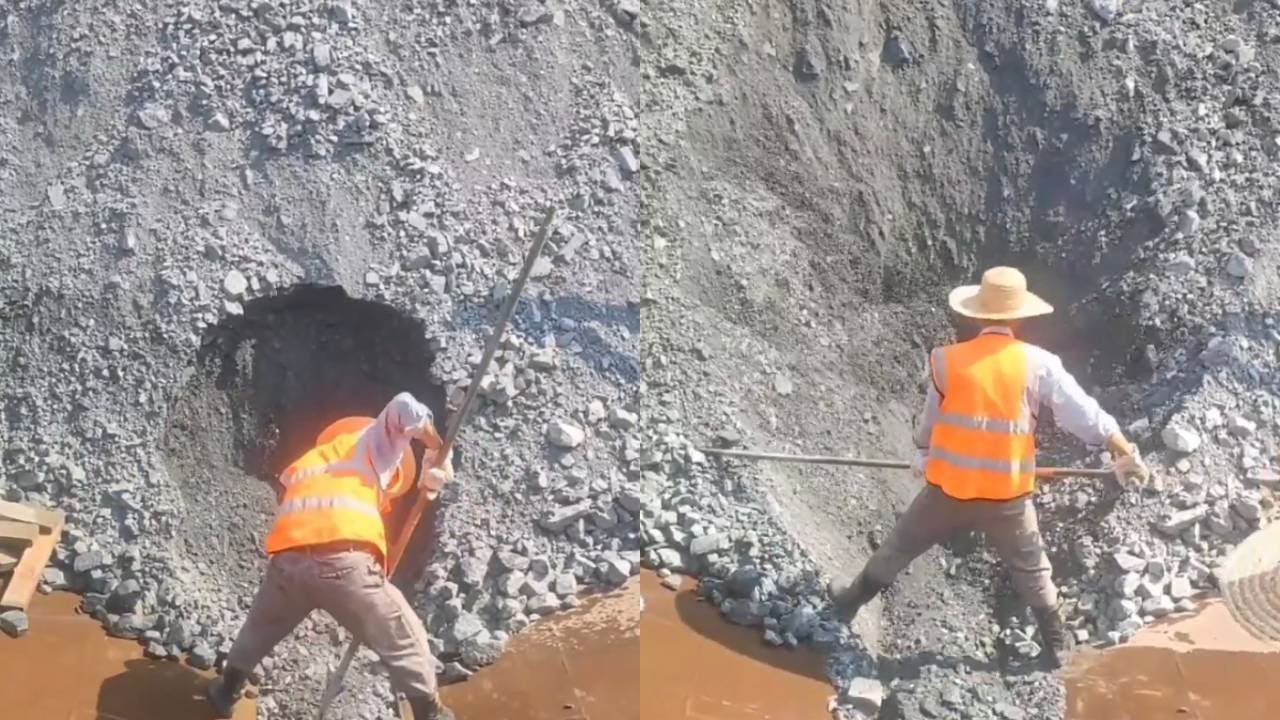 The unloading of phosphate ore powder by employees of a 3600-ton cargo ship is so relaxing !