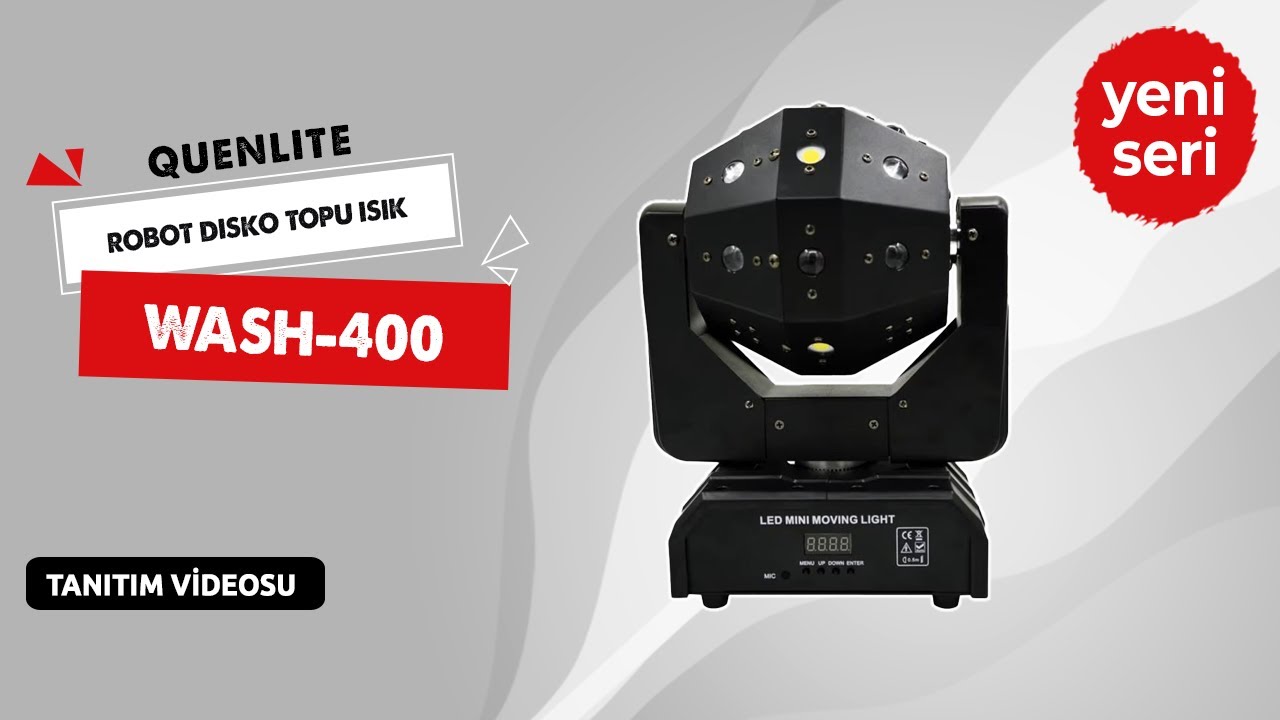Quenlite Wash-400 Hareketli Lazer Strobe Disko Robot Işık 16x3W Sahne Disko Topu DMX512
