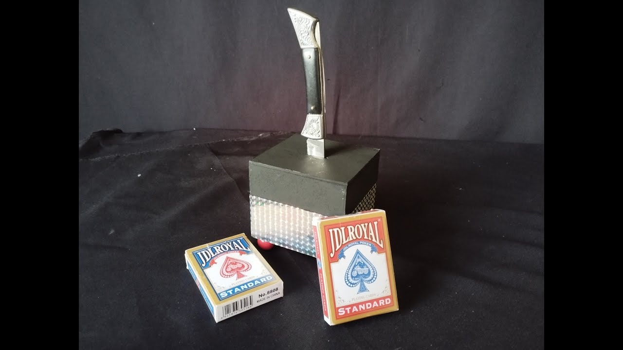 Knife penetrating cards magic trick revealed & how to make.
