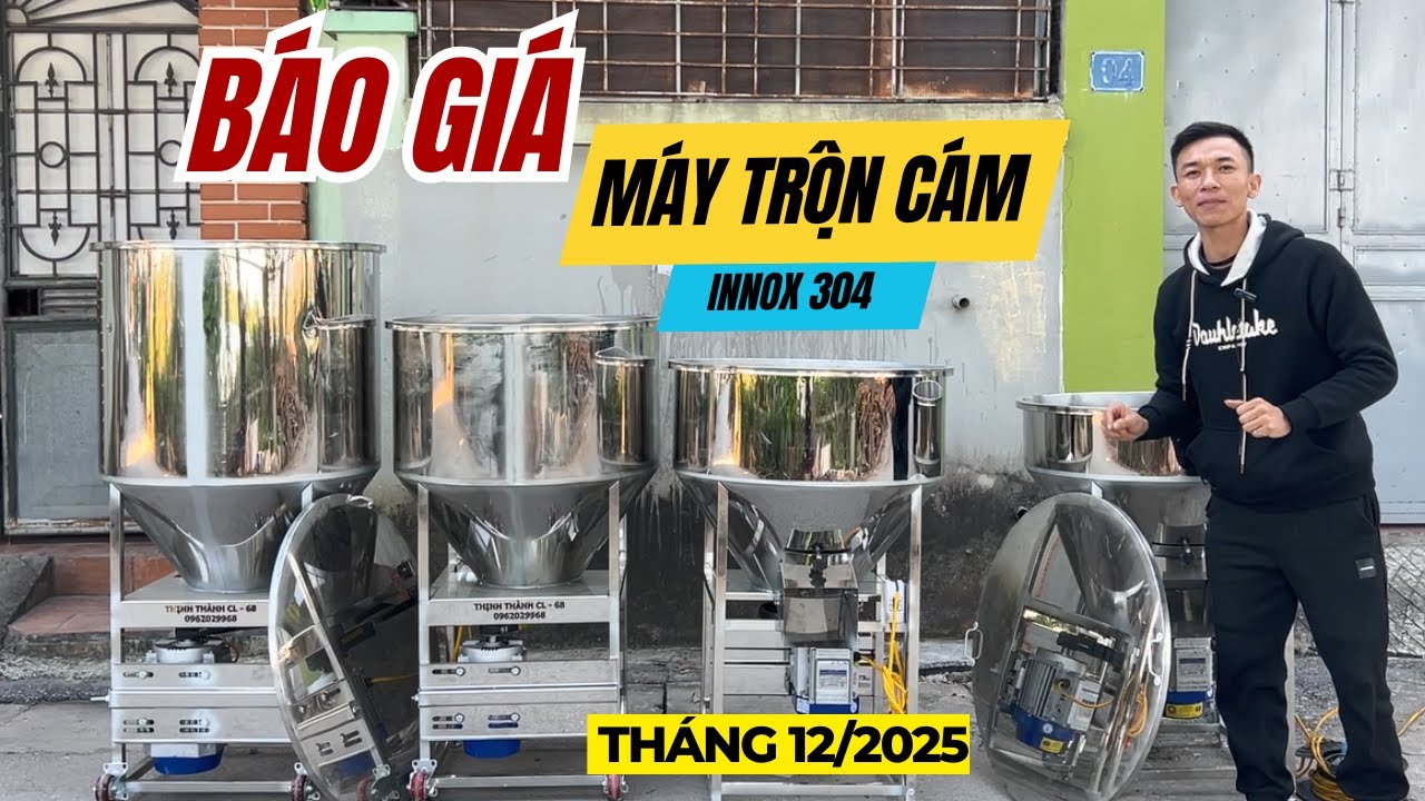 Máy Trộn Cám Chăn Nuôi Trục Đứng Làm Bằng Chất Liệu Innox 304 Cao Cấp
