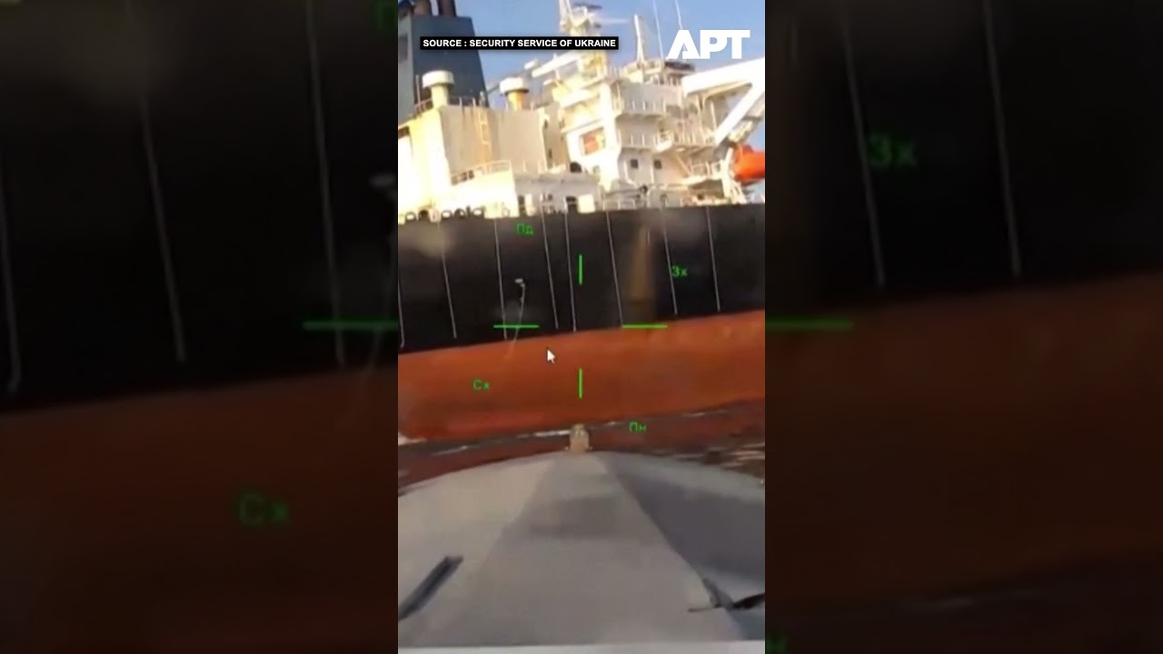 WATCH: Ukraine Releases Video Claiming Sea Drone Strike on Russian Oil Tanker | APT