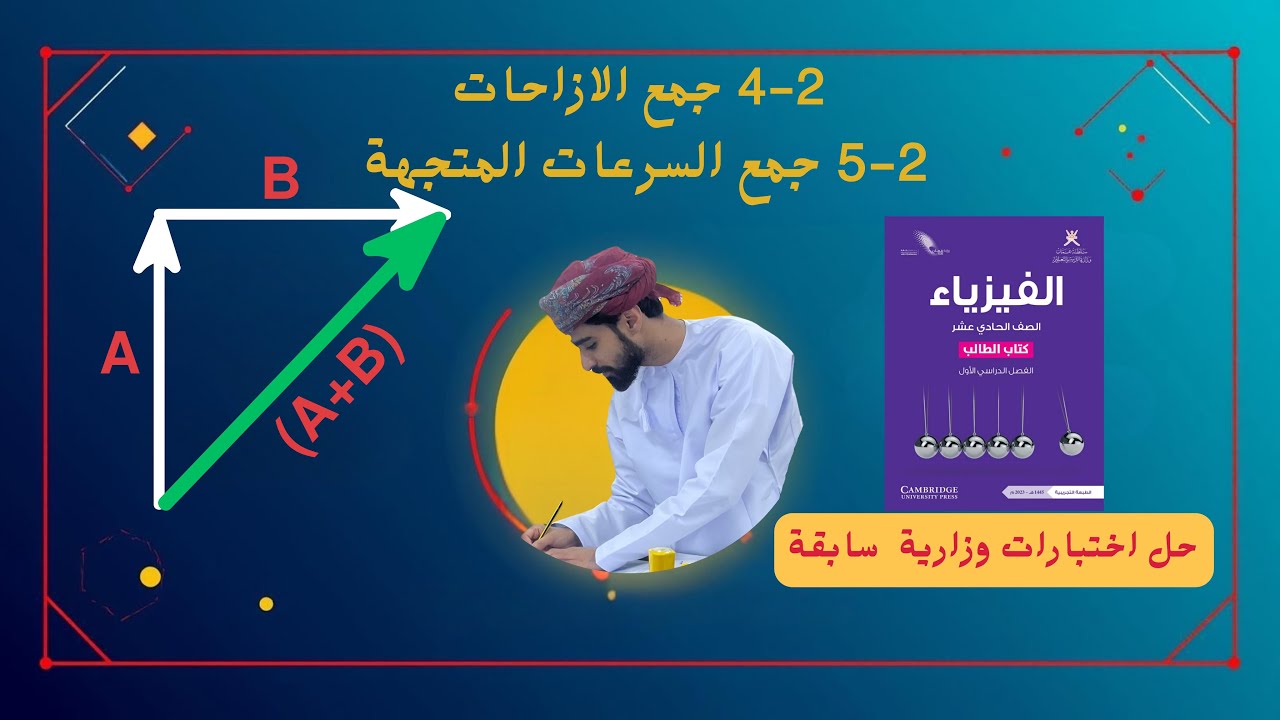 فيزياء 11 | الدرس 2-4 + 2-5 💡 جمع الإزاحات والسرعات المتجهة بسهولة