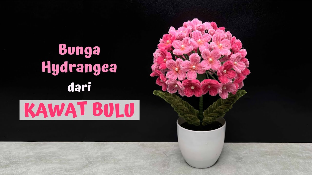 Membuat bunga hydrangea dari kawat bulu | Pipe cleaner flower | Hydrangea flower with pipe cleaner
