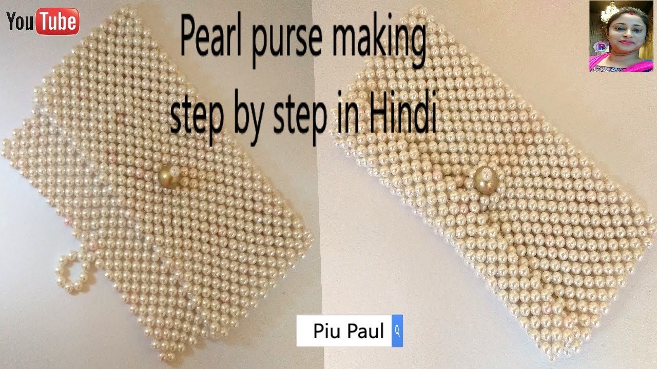 pearl bag,beaded clutch,pouch, making in hindi