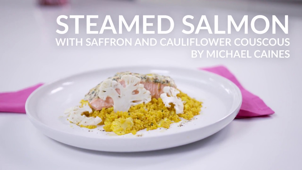 Steamed salmon with cauliflower and saffron couscous by Michael Caines
