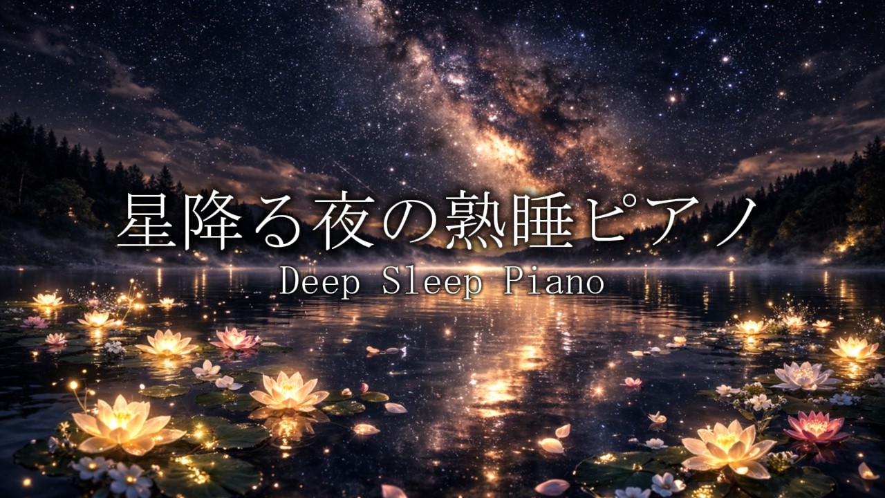 【睡眠用BGM】星降る湖の夜ピアノ｜安眠・熟睡｜3時間｜Starry Lake Sleep Piano & Ambient Music – 3 Hours