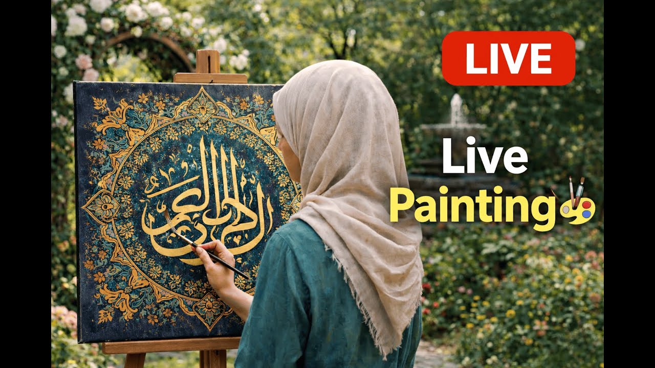 🔴LIVE huge calligraphy art  #calligraphy #artist  #paintingtutorial #arabiccalligraphytutorial