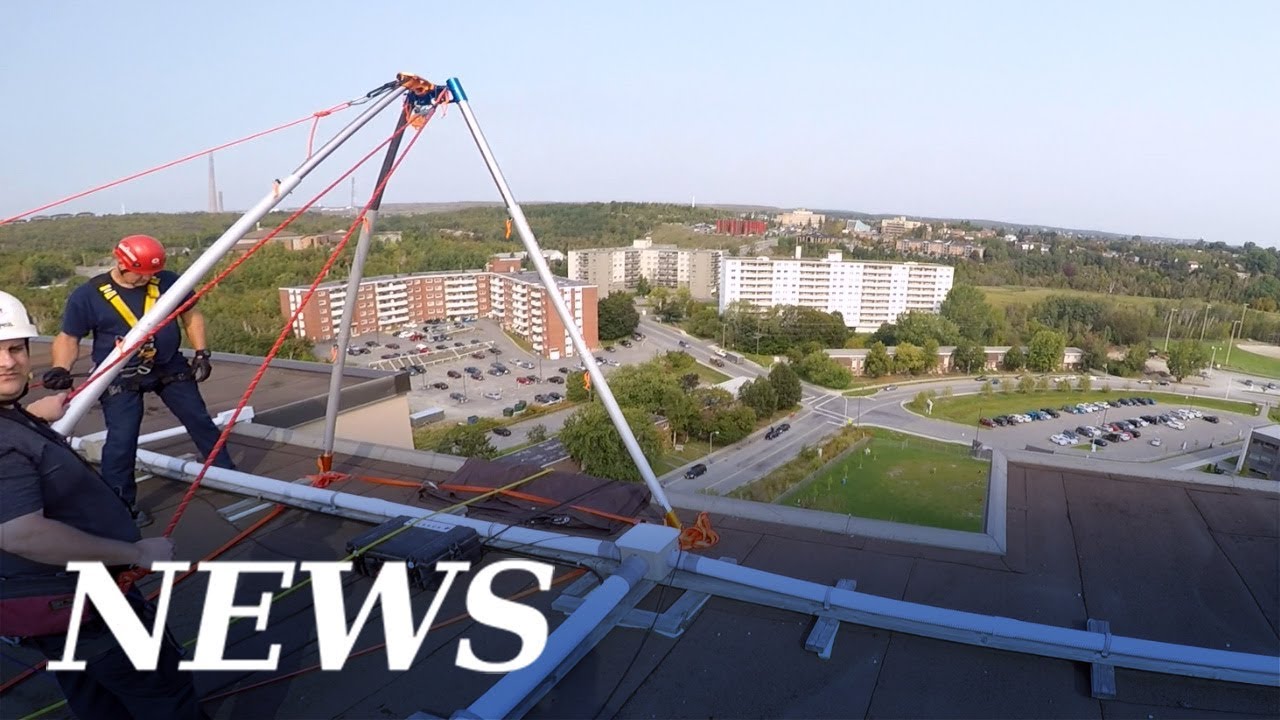 POV footage: Firefighters repel off Rockview Tower in Sudbury