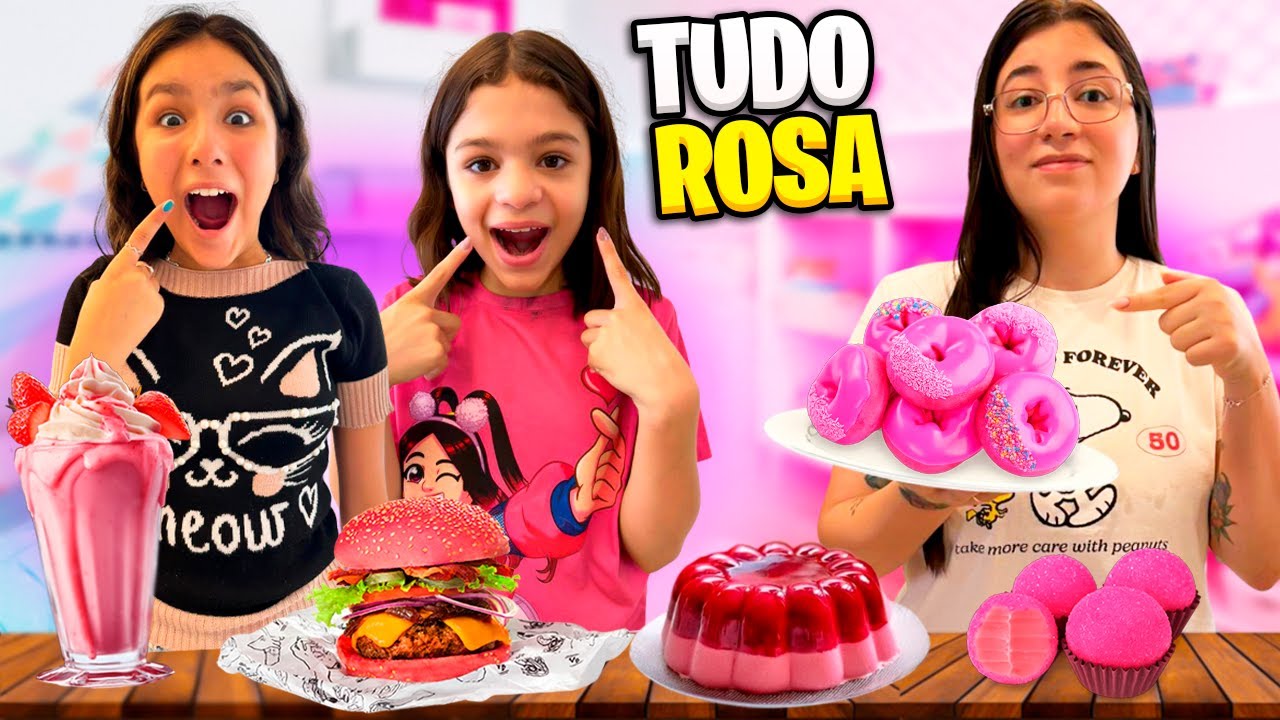 24 HORAS COMENDO COMIDAS DA COR ROSA* VENCEMOS O DESAFIO? (KETLYNMUSKETO)