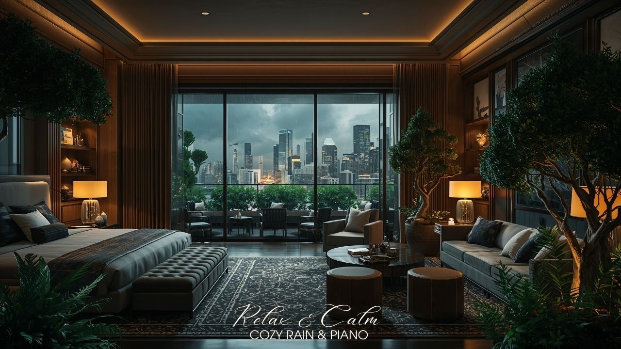 Luxury Urban Rain & Soft Piano 🌧️✨ | Deep Sleep, Stress Relief, Night City Calm