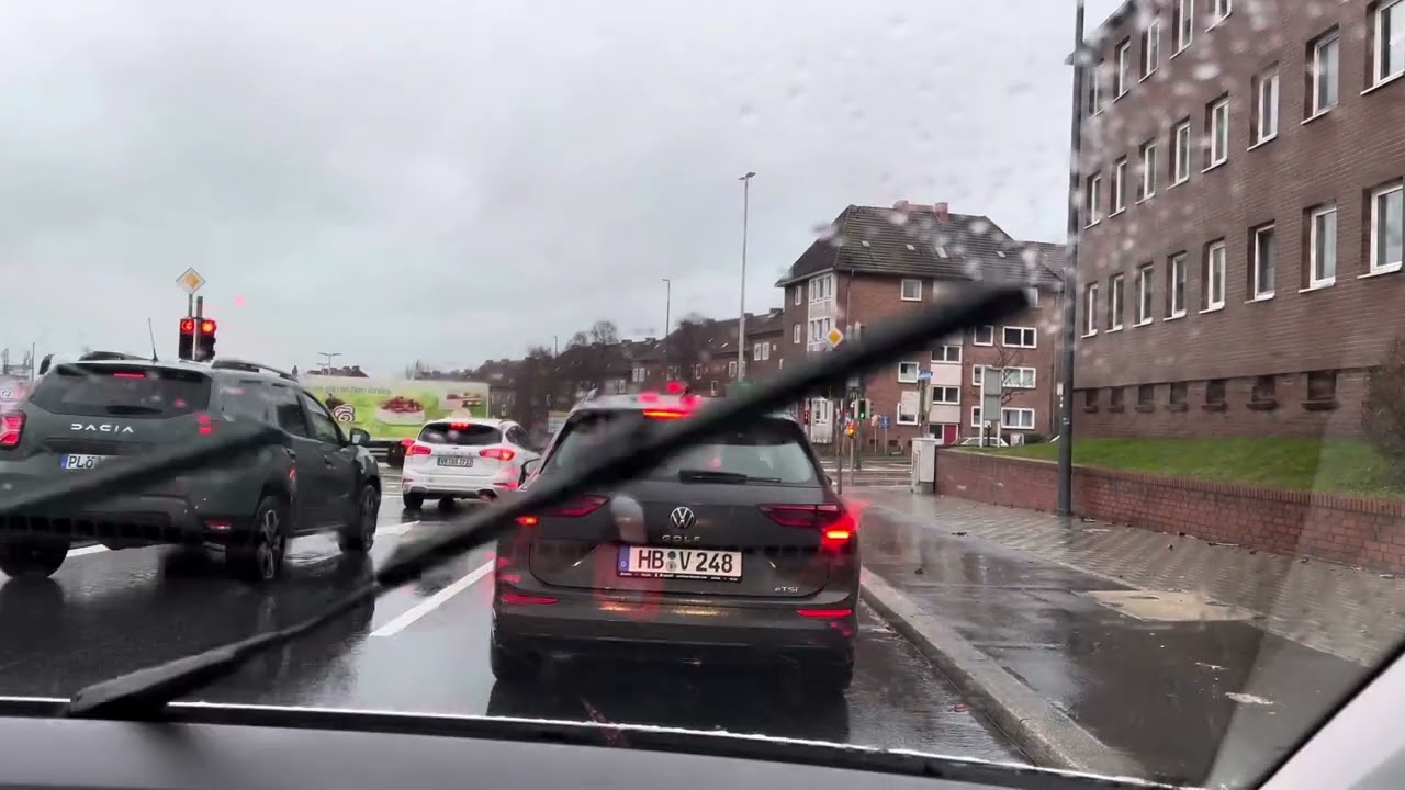 Kiel, Germany Central City Evening View in Winter Season With a Light Rainfall Episode-2 #trending