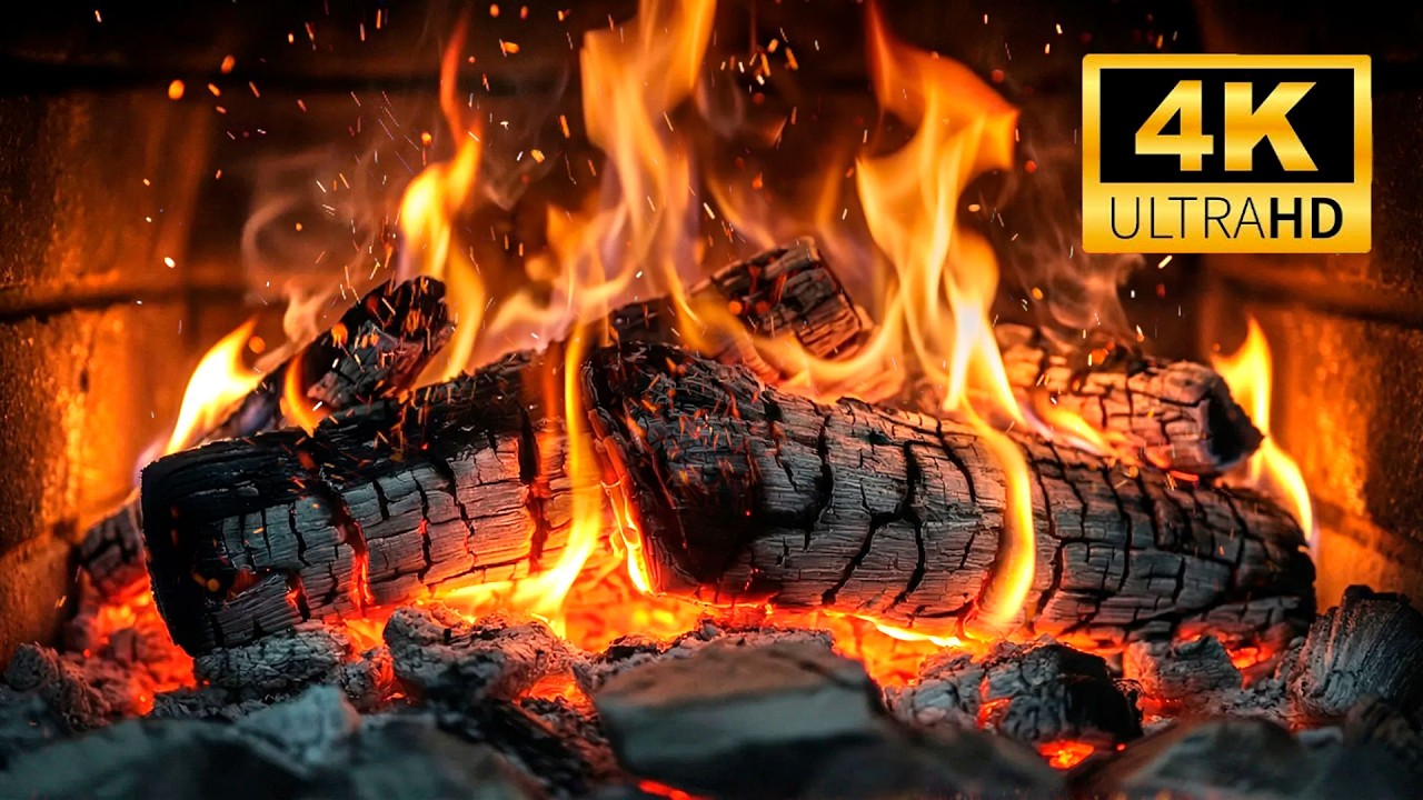🔥 Звуки потрескивания камина — уютное потрескивание горящих поленьев для расслабления, учебы и сняти