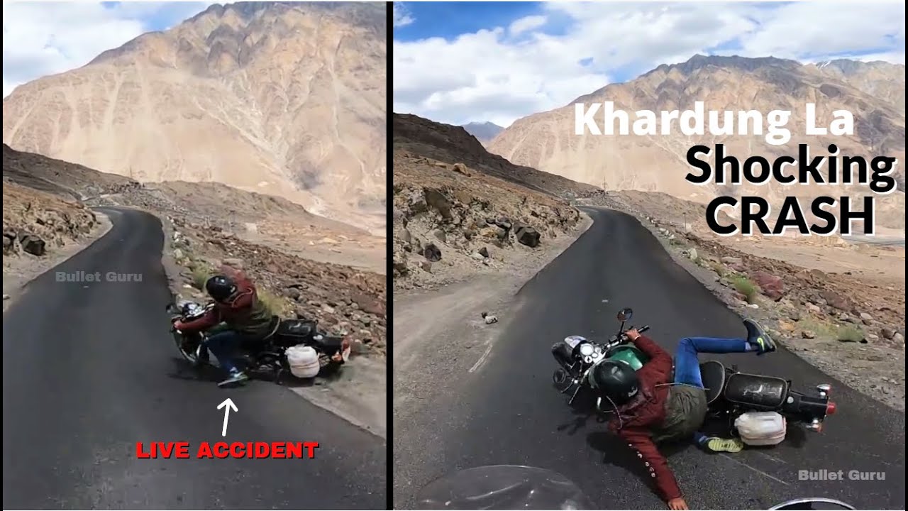 Shocking Classic 350 Crash at Khardung La Road - Ladakh | Camera Saved Meteor 350 Rider