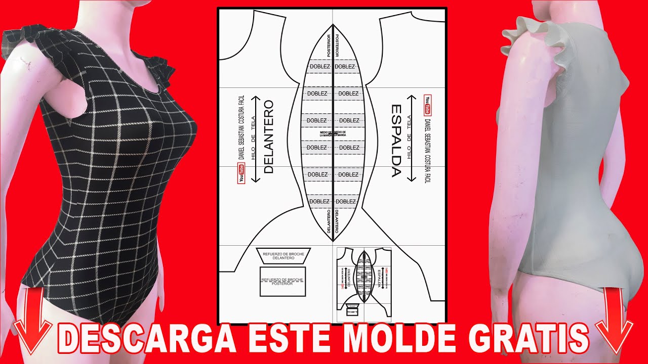 BODY CON MANGA - MOLDE GRATIS TALLA XS
