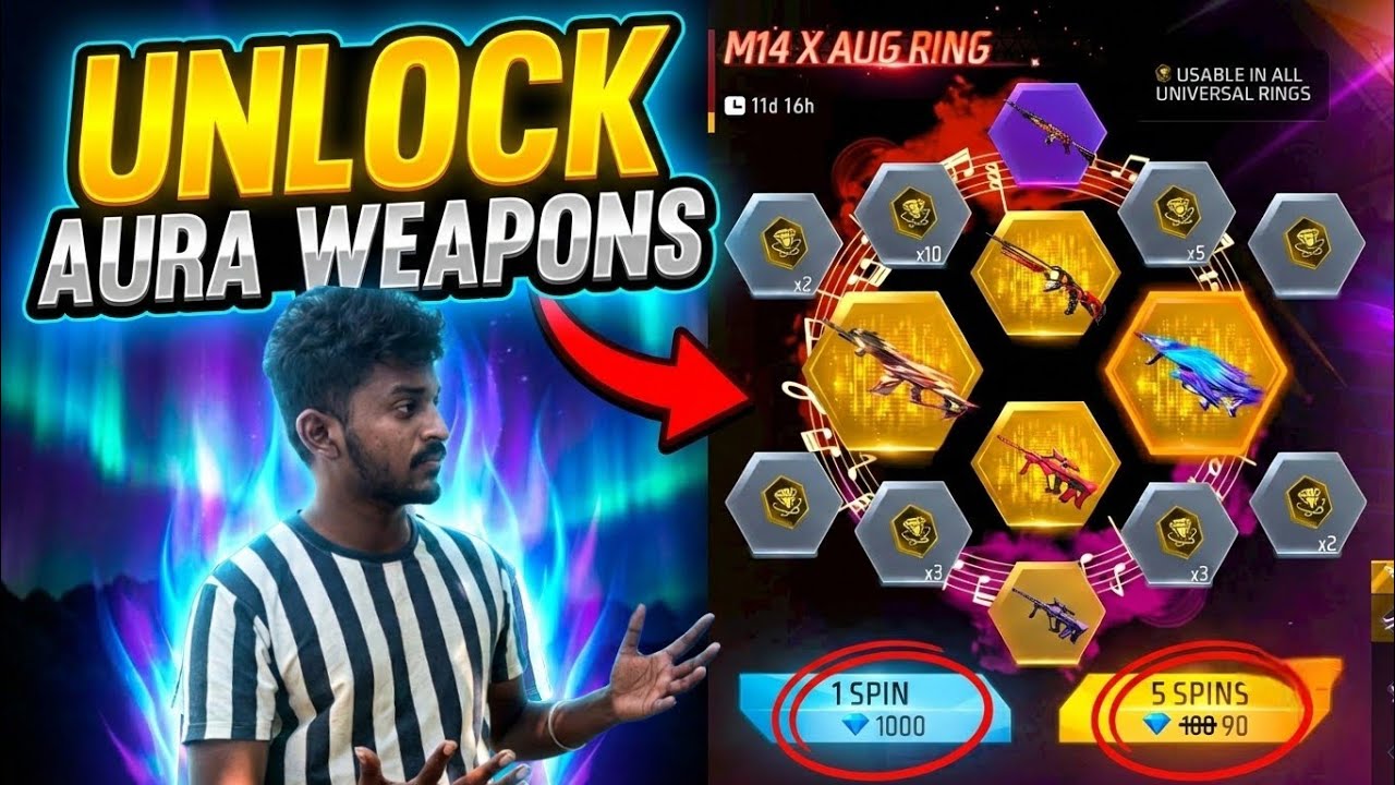 🤯 NEW M14 X AUG RING | I GOT AURA AUG WEAPON 💥| LUCKY SK | FREE FIRE MAX | தமிழ் ❤️‍🔥