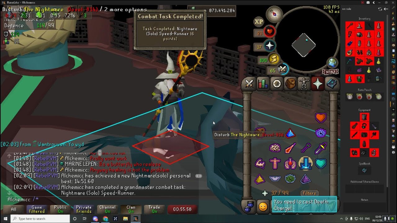 Nightmare solo speedrunner example 14:51 min