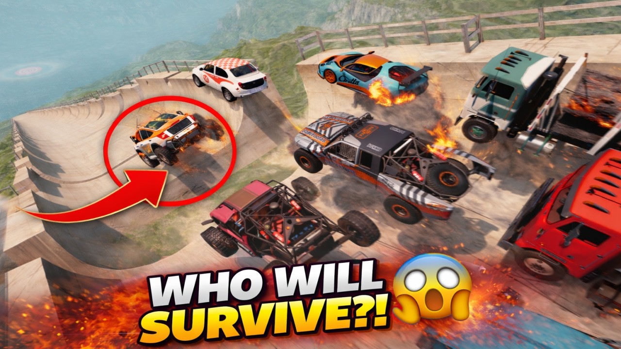 Random Vehicles Mega Ramp Impossible Driver Jumps & Crashes   BeamNG drive