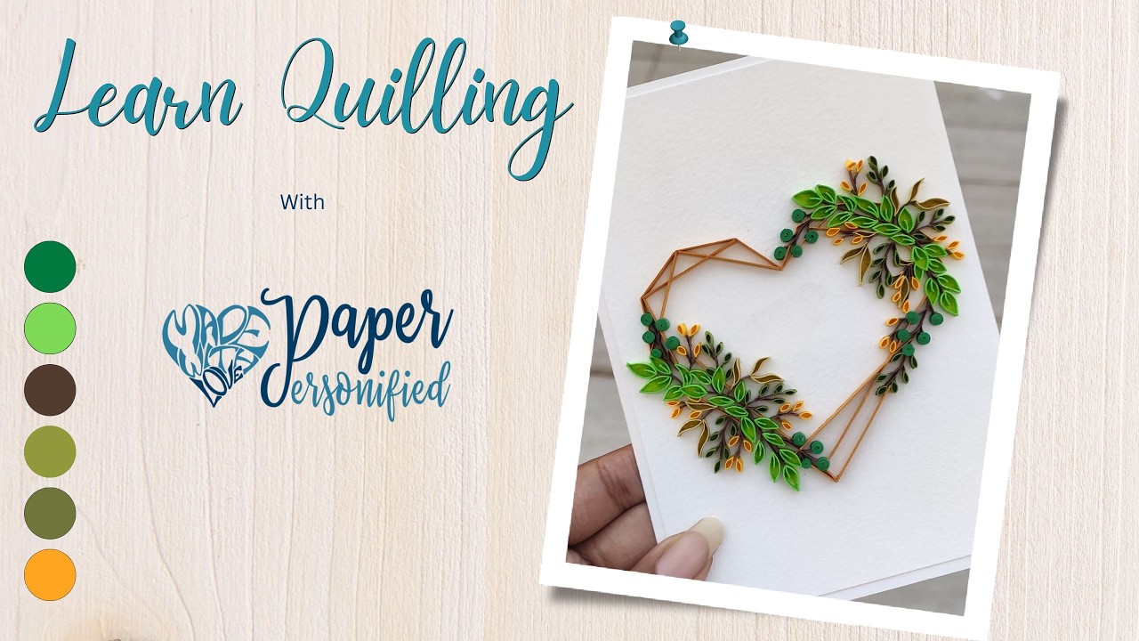 Quilling botanical heart tutorial | 2D Quilling | Paper Crafts | Paperart