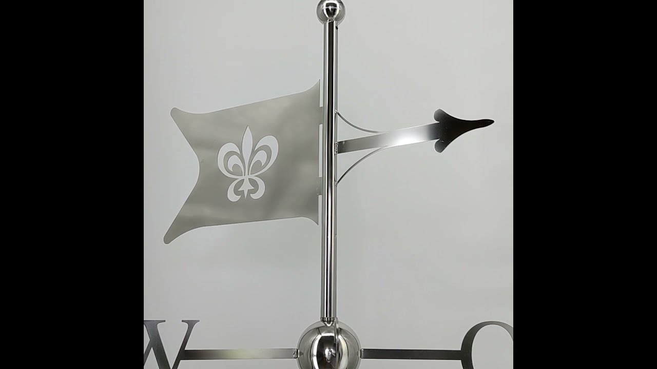 Drehende Wetterfahne aus Edelstahl mit Lilienmotiv 360° Video  Linneborn Metallwaren