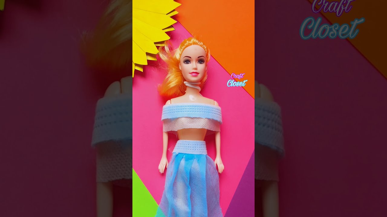 Barbie Lehenga Making With Mask😷 DIY Doll Dress #shorts #mask #Barbie #lehenga #dolldress #doll #diy