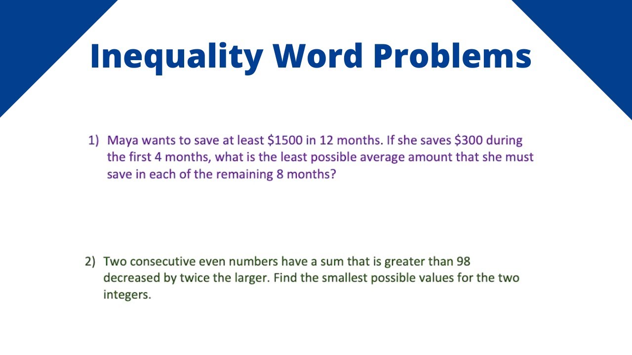 Inequality Word Problems - Algebra